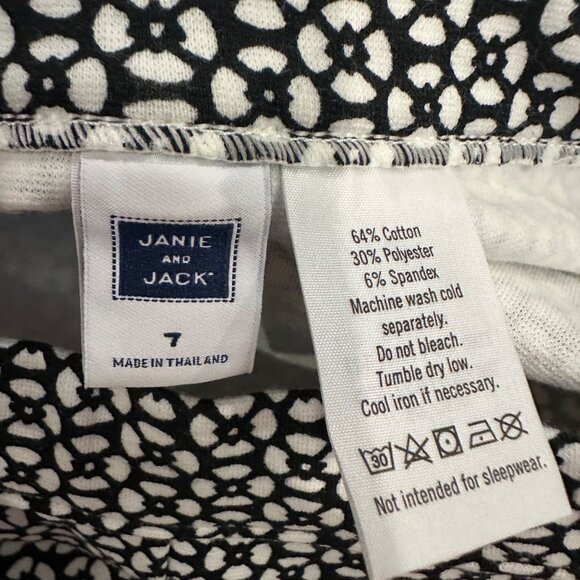 JANIE AND JACK GIRLS BLACK AND WHITE PULL ON PANTS LEGGINGS SIZE 7 - Picture 8 of 8